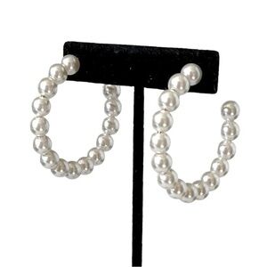 J. Crew • Open Hoop Pearl Earrings • NWOT